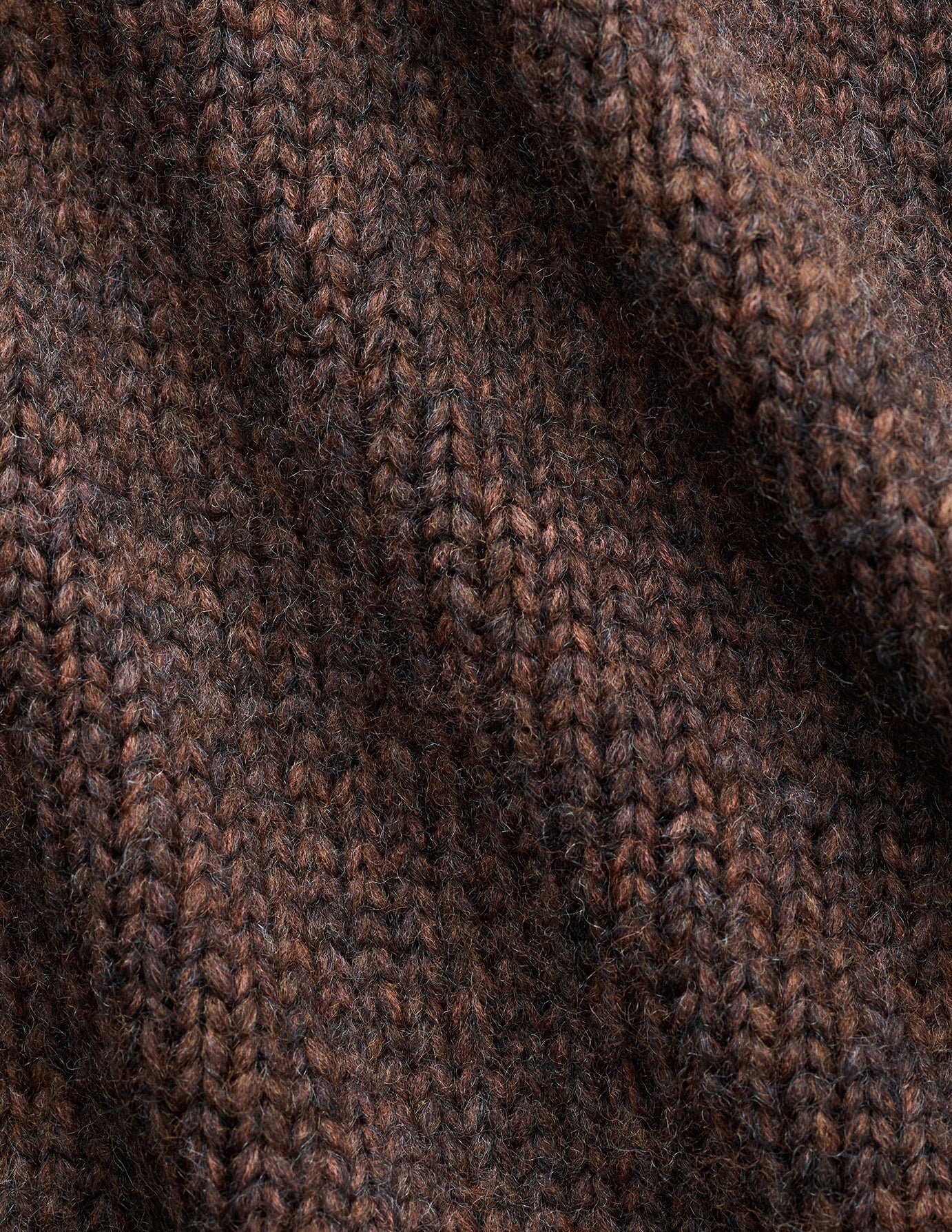 Chunky Soft Wool Knit Vest Saddle Brown Melange